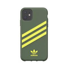 ADIDAS ORIGINALS - Cover SAMBA in TPU+Poliuretano con bordi rialzati di colore verde con strisce gialle compatibile con Apple iPhone 12 Mini