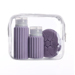 MUITOMAS - Kit flaconcini da viaggio e spazzola viso lilla
