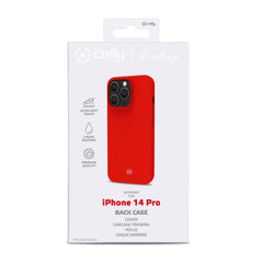 FEELING - Cover morbida in silicone liquido con finitura soft touch e bordi anti scivolo colore rosso compatibile con Apple iPhone 14 Pro