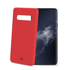 FEELING - Cover morbida in silicone liquido con finitura soft touch e bordi anti scivolo colore rosso compatibile con Samsung Galaxy S10