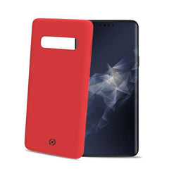 FEELING - Cover morbida in silicone liquido con finitura soft touch e bordi anti scivolo colore rosso compatibile con Samsung Galaxy S10