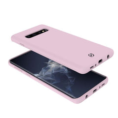 FEELING - Cover morbida in silicone liquido con finitura soft touch e bordi anti scivolo colore rosa compatibile con Samsung Galaxy S10+