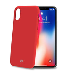 FEELING - Cover morbida in silicone liquido con finitura soft touch e bordi anti scivolo colore rosso compatibile con Apple iPhone Xs/ iPhone X