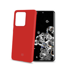 FEELING - Cover morbida in silicone liquido con finitura soft touch e bordi anti scivolo colore rosso compatibile con Samsung Galaxy S20 Ultra