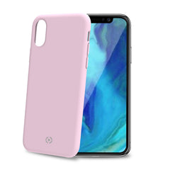 FEELING - Cover morbida in silicone liquido con finitura soft touch e bordi anti scivolo colore rosa compatibile con Apple iPhone Xs Max