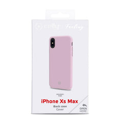 FEELING - Cover morbida in silicone liquido con finitura soft touch e bordi anti scivolo colore rosa compatibile con Apple iPhone Xs Max