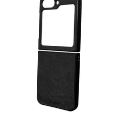 FOLDING - Cover in TPU composta da scocca anteriore e posteriore, effetto pelle sintetica colore nero compatibile Samsung Galaxy Z Flip 7 FE/ Z Flip 6/ Z Flip 6 Enterprise Edition