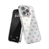 ADIDAS ORIGINALS - Cover trasparente in TPU morbido con logo trifoglio colore oro compatibile con Apple iPhone 14 Pro