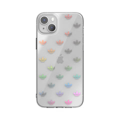 ADIDAS ORIGINALS - Cover trasparente in TPU morbido con logo trifoglio colore oro compatibile con Apple iPhone 14 Plus