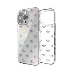 ADIDAS ORIGINALS - Cover trasparente in TPU morbido con logo trifoglio colore oro compatibile con Apple iPhone 14 Pro Max