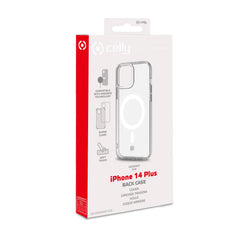 GELSKINMAG - Cover morbida trasparente in TPU, compatibile con la tecnologia Magsafe, anello magnetico color Bianco per Apple iPhone 14 Plus