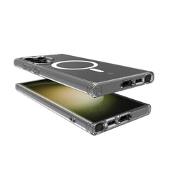 GELSKINMAG - Cover morbida trasparente in TPU compatibile con la tecnologia Magsafe, anello magnetico colore Bianco per Galaxy S23 Ultra 5G/ Galaxy S23 Ultra 5G Enterprise Edition