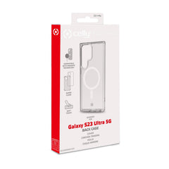 GELSKINMAG - Cover morbida trasparente in TPU compatibile con la tecnologia Magsafe, anello magnetico colore Bianco per Galaxy S23 Ultra 5G/ Galaxy S23 Ultra 5G Enterprise Edition
