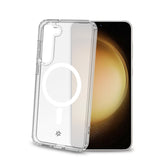GELSKINMAG - Cover morbida trasparente in TPU, compatibile con la tecnologia Magsafe, anello magnetico color Bianco per Samsung Galaxy S23+ 5G