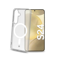 GELSKINMAG - Cover morbida trasparente in TPU, compatibile con la tecnologia Magsafe, anello magnetico color Bianco per Samsung Galaxy S24 5G/ Galaxy S24 5G Enterprise Edition