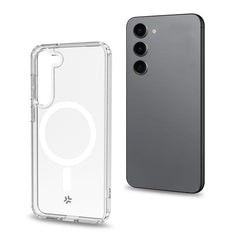 GELSKINMAG - Cover morbida trasparente in TPU, compatibile con la tecnologia Magsafe, anello magnetico color Bianco per Samsung Galaxy S24 5G/ Galaxy S24 5G Enterprise Edition