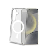 GELSKINMAG - Cover morbida trasparente in TPU, compatibile con la tecnologia Magsafe, anello magnetico color Bianco per Samsung Galaxy S25 5G/ Galaxy S25 5G Enterprise Edition
