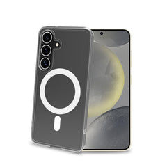 GELSKINMAG - Cover morbida trasparente in TPU, compatibile con la tecnologia Magsafe, anello magnetico color Bianco per Samsung Galaxy S25 5G/ Galaxy S25 5G Enterprise Edition
