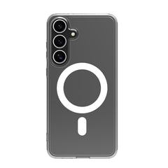GELSKINMAG - Cover morbida trasparente in TPU, compatibile con la tecnologia Magsafe, anello magnetico color Bianco per Samsung Galaxy S25+ 5G