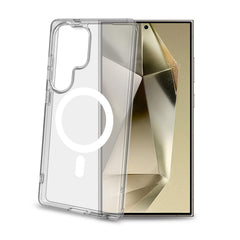 GELSKINMAG - Cover morbida trasparente in TPU, compatibile con la tecnologia Magsafe, anello magnetico Bianco x Samsung Galaxy S25 Ultra 5G/ Galaxy S25 Ultra 5G Enterprise Edition