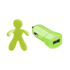 GIULIOCESARE - Profumatore da auto a forma di omino + caricabatteria da auto USB-A 5 Watt