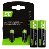 2 Batterie AA Stilo Ricaricabili Green Cell 2600 mAh 1.2V GR05