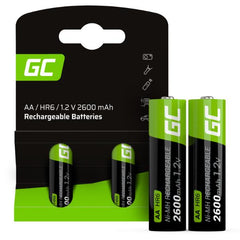 2 Batterie AA Stilo Ricaricabili Green Cell 2600 mAh 1.2V GR05