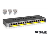 NETGEAR GS116PP Switch Unmanaged 16 porte Gigabit PoE+ (budget 183W),Garanzia a vita+NBD
