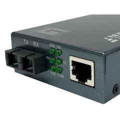 LEVELONE GVT-2014 - MEDIA CONVERTER GIGABIT da RJ45 a SC, PoE PSE, fibra monomodale, 1310nm, 20 km