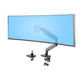 Supporto per Monitor Curvo Ultrawide fino a 49” 32:9; Braccio a Molla da Scrivania con Morsetto a C/Passante per Monitor VESA
