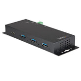Hub USB C a 4 porte 10Gbps - Hub industriale USB Type-C in metallo con 3xUSB-A e 1xUSB-C - Protezione ESD e contro le sovratensioni - Host USB-C o USB-A - Adattatore USB 3.2 Gen 2