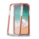 HEXAGON - Cover trasparente arancione semi rigida, ultra resistente in TPU + Policarbonato compatibile con Apple iPhone Xs/ iPhone X
