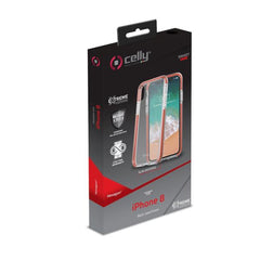 HEXAGON - Cover trasparente arancione semi rigida, ultra resistente in TPU + Policarbonato compatibile con Apple iPhone Xs/ iPhone X