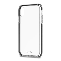 HEXAGON - Cover trasparente nero semi rigida, ultra resistente in TPU + Policarbonato compatibile con Apple iPhone Xr