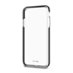 HEXAGON - Cover trasparente nero semi rigida, ultra resistente in TPU + Policarbonato compatibile con Apple iPhone Xs Max
