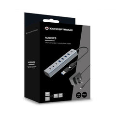 HUB USB 3.0 7 PORTE con alimentatore, 5Gbps, 3x USB-C, 4x USB-A