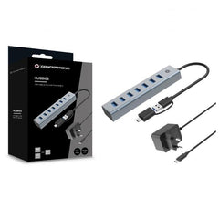 HUB USB 3.0 7 PORTE con alimentatore, 5Gbps, USB-A x 7