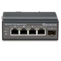 LEVELONE IGP-0501 - SWITCH INDUSTRIALE 5-PORTE GIGABIT POE 802.3at/af. DIN.RAIL, -30°C - 65°C