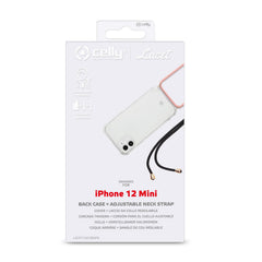 LACET - Cover trasparente in TPU morbida con laccio da collo regolabile incluso compatibile con Apple iPhone 12 Mini