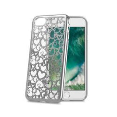LASER - Cover trasparente morbida con effetto metallo colore argento compatibile con Apple iPhone SE 2020/ iPhone 8/ iPhone 7