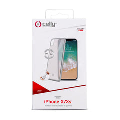 LASER MATT - Cover trasparente morbida con effetto metallo colore argento compatibile con Apple iPhone Xs/ iPhone X