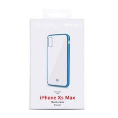 LASER MATT - Cover trasparente morbida con effetto metallo colore azzurro compatibile con Apple iPhone Xs Max