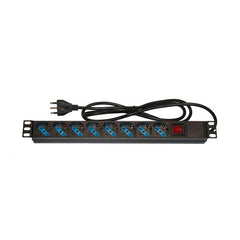MULTIPRESA DA RACK 19" 8 PRESE UNIVERSALI CON INTERRUTTORE SPINA ITALIANA 16A