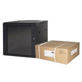 ARMADIO RACK 19" 6 UNITA' DA MURO (A) 370 x (L) 600 x (P) 450 NERO DISASSEMBLATO PORTA VETRO