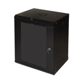 ARMADIO RACK 19" 12U LINK SERIE LIGHT COLORE NERO CON PORTA VETRO (AxPxL) MM 600x400x530 RIPIANO INCLUSO