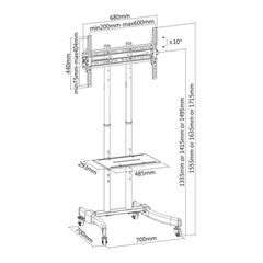 SUPPORTO PER TV 37-70" CON RUOTE
