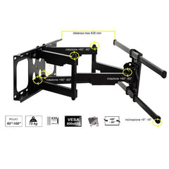 STAFFA A MURO MONITOR TV 60-100