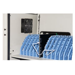 ARMADIO ALLOGGIAMENTO 40 TABLET CON RUOTE MULTIPRESE INCLUSE VENTOLE DI RAFFREDDAMENTO PORTA IN ACCIAIO TRAFORATA COLORE GRIGIO NERO