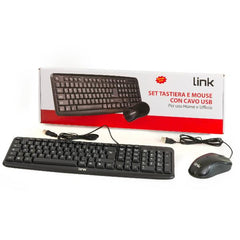 LINK - KIT TASTIERA ITALIANA 108 TASTI E MOUSE OTTICO CON CAVO USB