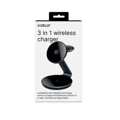 MAGSTAND3IN1EVO - Caricabatteria wireless 3in1, Tecnologia Magsafe, ricarica fino a 3 dispositivi, potenza massima 15 Watt, cavo USB-C a USB-C incluso